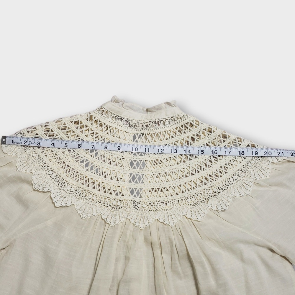 NWT Pilcro Anthropologie Ivory Lace Yoke Peasant Blouse OB2353185 Small - Picture 11 of 12